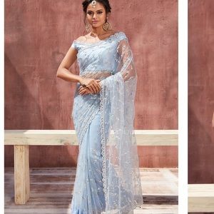 Lashkaraa Powder Blue Saree